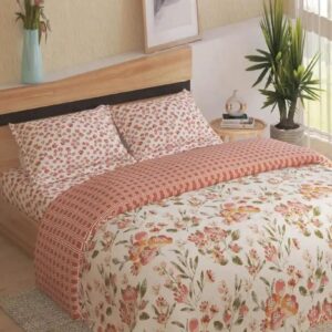Chime Cordovan Rust 220 TC King Bedsheet With 2 Pillow Covers & Comforter